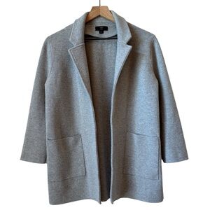 J. Crew 365 Open Front Cardigan Sweater Sz S Gray Cotton Wool Stretch Classic